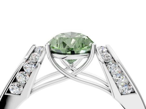 White gold Fancy Green Pear Cut Cut Diamond Channel Set Solitaire Ring with Four-Prong Setting_66