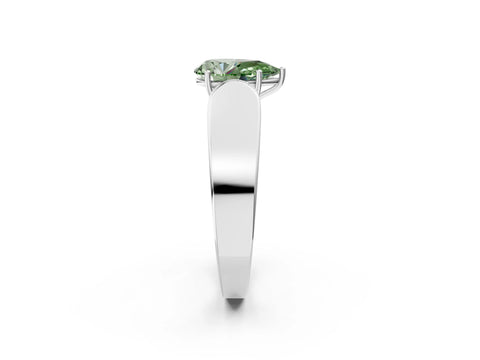 White gold Fancy Green Pear Cut Cut Diamond Channel Set Solitaire Ring with Four-Prong Setting_74