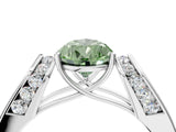 White gold Fancy Green Pear Cut Cut Diamond Channel Set Solitaire Ring with Four-Prong Setting_77