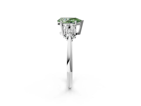 White gold Fancy Green Pear Cut Cut Diamond Cluster Ring with Solitaire Band and Four-Prong Setting_14