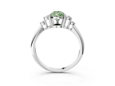 White gold Fancy Green Pear Cut Cut Diamond Cluster Ring with Solitaire Band and Four-Prong Setting_51