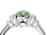 White gold Fancy Green Pear Cut Cut Diamond Cluster Ring with Solitaire Band and Four-Prong Setting_52
