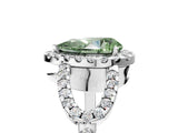 White gold Fancy Green Pear Cut Cut Diamond Halo Engagement Ring with Open Split Pavé Band_5