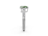 White gold Fancy Green Pear Cut Cut Diamond Milgrain Pave Band Four-Prong Setting Ring_5