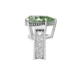 White gold Fancy Green Pear Cut Cut Diamond Milgrain Pave Band Four-Prong Setting Ring_8