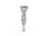 White gold Fancy Green Pear Cut Cut Diamond Twisted Band with Milgrain Pave Setting and Four-Prong Setting_2