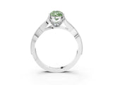 White gold Fancy Green Pear Cut Cut Diamond Twisted Band with Milgrain Pave Setting and Four-Prong Setting_3