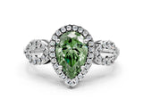 White gold Fancy Green Pear Cut Cut Halo Diamond Infinity Band with Four-Prong Setting
