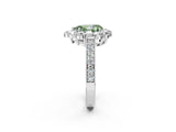 White gold Fancy Green Pear Cut Cut Halo Diamond Pavé Engagement Ring with Milgrain Detailing_2
