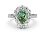 White gold Fancy Green Pear Cut Cut Halo Diamond Pavé Engagement Ring with Milgrain Detailing_42