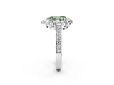 White gold Fancy Green Pear Cut Cut Halo Diamond Pavé Engagement Ring with Milgrain Detailing_44