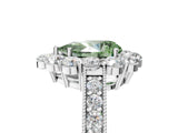 White gold Fancy Green Pear Cut Cut Halo Diamond Pavé Engagement Ring with Milgrain Detailing_5