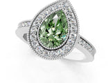White gold Fancy Green Pear Cut Cut Halo Pavé Diamond Ring_1