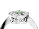 White gold Fancy Green Pear Cut Cut Halo Pavé Diamond Ring_4