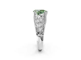 White gold Fancy Green Pear Cut Cut Milgrain Pave Diamond Engagement Ring with Four-Prong Setting_5