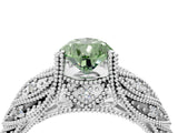 White gold Fancy Green Pear Cut Cut Milgrain Pave Diamond Engagement Ring with Four-Prong Setting_7