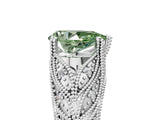 White gold Fancy Green Pear Cut Cut Milgrain Pave Diamond Engagement Ring with Four-Prong Setting_8