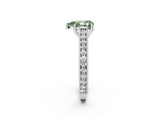 White gold Fancy Green Pear Cut Cut Pave Band Milgrain Solitaire Ring_2
