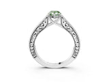 White gold Fancy Green Pear Cut Cut Pave Band Milgrain Solitaire Ring_3
