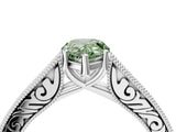 White gold Fancy Green Pear Cut Cut Pave Band Milgrain Solitaire Ring_4