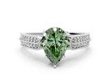 White gold Fancy Green Pear Cut Cut Pave Split Shank Engagement Ring with Four-Prong Setting_12