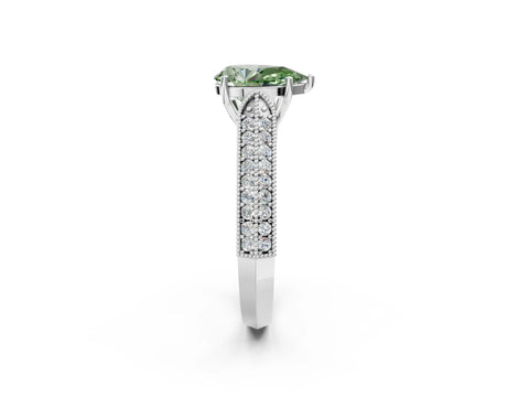 White gold Fancy Green Pear Cut Cut Pave Split Shank Engagement Ring with Four-Prong Setting_14