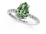 White gold Fancy Green Pear Cut Diamond Brilliant Solitaire Ring with Pavé Band and Four-Prong Setting_13