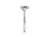 White gold Fancy Green Pear Cut Diamond Brilliant Solitaire Ring with Pavé Band and Four-Prong Setting_14
