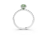 White gold Fancy Green Pear Cut Diamond Brilliant Solitaire Ring with Pavé Band and Four-Prong Setting_15