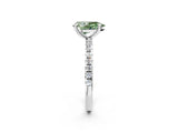 White gold Fancy Green Pear Cut Diamond Brilliant Solitaire Ring with Pavé Band and Four-Prong Setting_26
