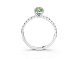 White gold Fancy Green Pear Cut Diamond Brilliant Solitaire Ring with Pavé Band and Four-Prong Setting_27