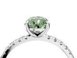 White gold Fancy Green Pear Cut Diamond Brilliant Solitaire Ring with Pavé Band and Four-Prong Setting_28
