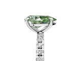 White gold Fancy Green Pear Cut Diamond Brilliant Solitaire Ring with Pavé Band and Four-Prong Setting_29