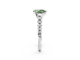 White gold Fancy Green Pear Cut Diamond Cathedral Solitaire Ring with Round  Pavé Band_300