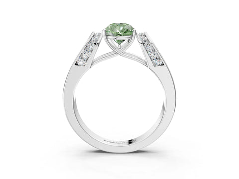 White gold Fancy Green Pear Cut Diamond Channel Set Solitaire Ring with Four-Prong Setting_29