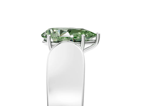 White gold Fancy Green Pear Cut Diamond Channel Set Solitaire Ring with Four-Prong Setting_31