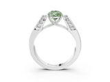White gold Fancy Green Pear Cut Diamond Channel Set Solitaire Ring with Four-Prong Setting_53
