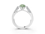 White gold Fancy Green Pear Cut Diamond Channel Set Solitaire Ring with Four-Prong Setting_53