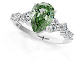 White gold Fancy Green Pear Cut Diamond Cluster Pavé Band with Four-Prong Setting_13