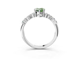 White gold Fancy Green Pear Cut Diamond Cluster Pavé Band with Four-Prong Setting_15