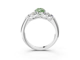 White gold Fancy Green Pear  Cut Diamond Cluster Ring with Round Accent Stones and Prong Setting on a Classic Band_53
