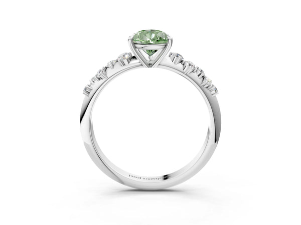 Sterling Silver Pear-Shaped Graduated Cluster Engagement Ring Setting for Fancy Green Center
