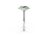 White gold Fancy Green Pear Cut Diamond Cushion Halo Ring with Pavé Band_14