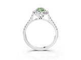 White gold Fancy Green Pear Cut Diamond Cushion Halo Ring with Pavé Band_15
