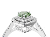 White gold Fancy Green Pear Cut Diamond Double Halo Ring with Pavé Band and Prong Setting_105