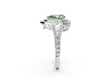 White gold Fancy Green Pear Cut Diamond Double Halo Ring with Pavé Band and Prong Setting_98