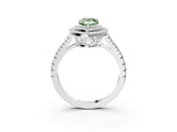 White gold Fancy Green Pear Cut Diamond Double Halo Ring with Pavé Band and Prong Setting_99