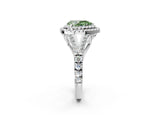 White gold Fancy Green Pear Cut Diamond Double Halo Ring with Split Shank and Prong Setting_29