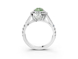 White gold Fancy Green Pear Cut Diamond Double Halo Ring with Split Shank and Prong Setting_30