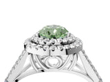 White gold Fancy Green Pear Cut Diamond Double Halo Ring with Split Shank and Prong Setting_31